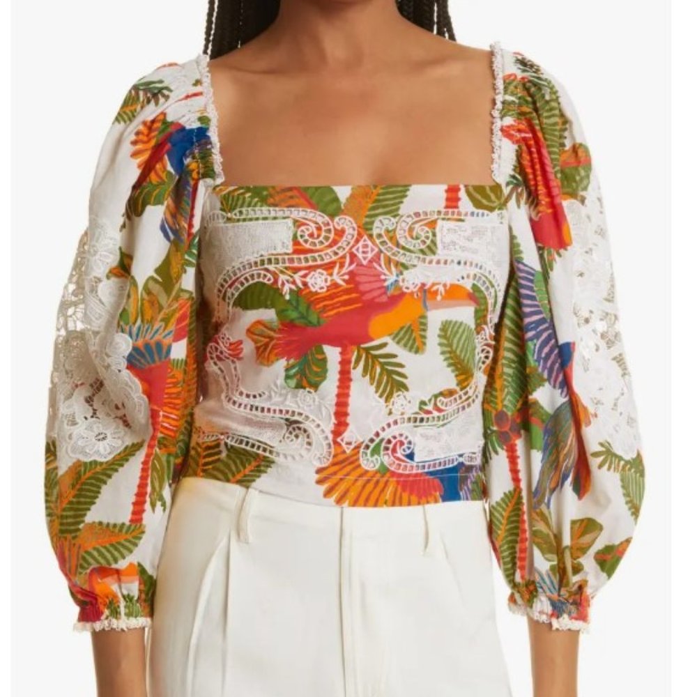FARM Rio Off White Forest Birds Blouse